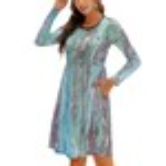 Waterfall Stylish Long Sleeve Dress All Sizes - Picture 5 of 5